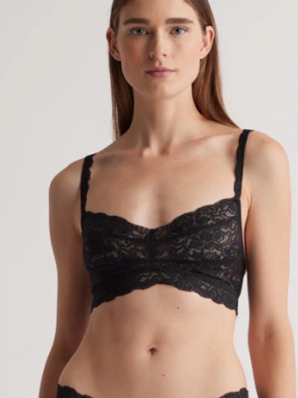 Quince Stretch Lace Sweetheart Bralette (2-pack) Black/Clay M New - Picture 2 of 4